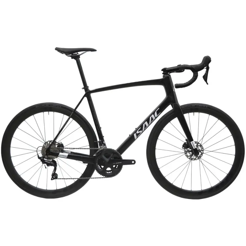 Cestný karbónový bicykel s kotúčovými brzdami Isaac Vitron Onyx Black 2023 Shimano 105 čierna