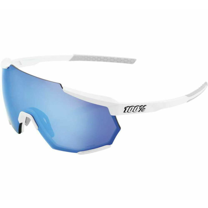 RACETRAP - Matte White - HiPER Blue Multilayer Mirror Lens