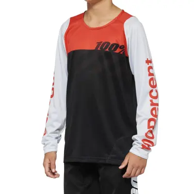 R-CORE Youth Long Sleeve Jersey Black/Racer Red