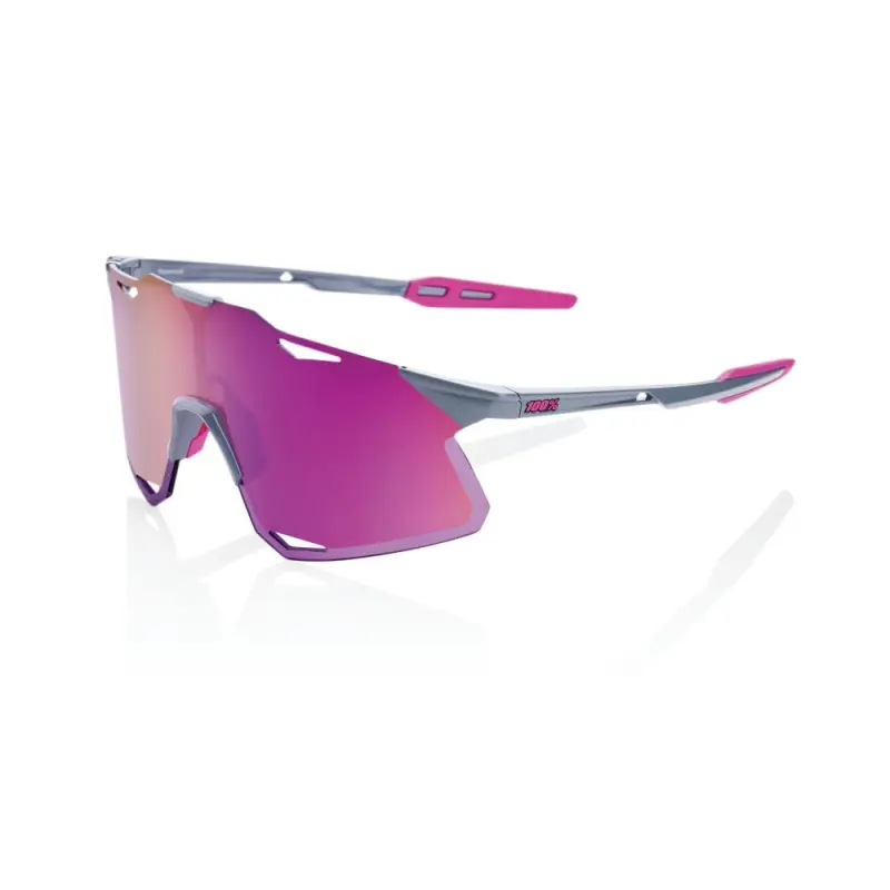 Cyklistické brýle 100% Hypercraft - Gloss Light Grey - Purple Multilayer Mirror Lens