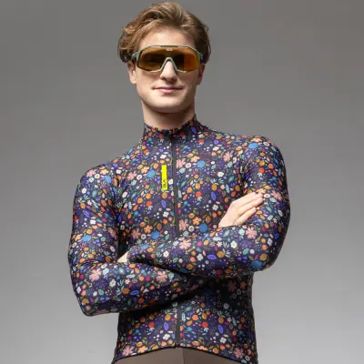 Zateplený cyklistický dres ALÉ pánský PRAGMA FLOWERY