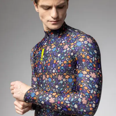 Zateplený cyklistický dres ALÉ pánský PRAGMA FLOWERY