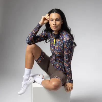 Zateplený cyklistický dres ALÉ dámský PRAGMA FLOWERY