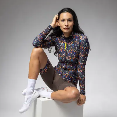 Zateplený cyklistický dres ALÉ dámský PRAGMA FLOWERY