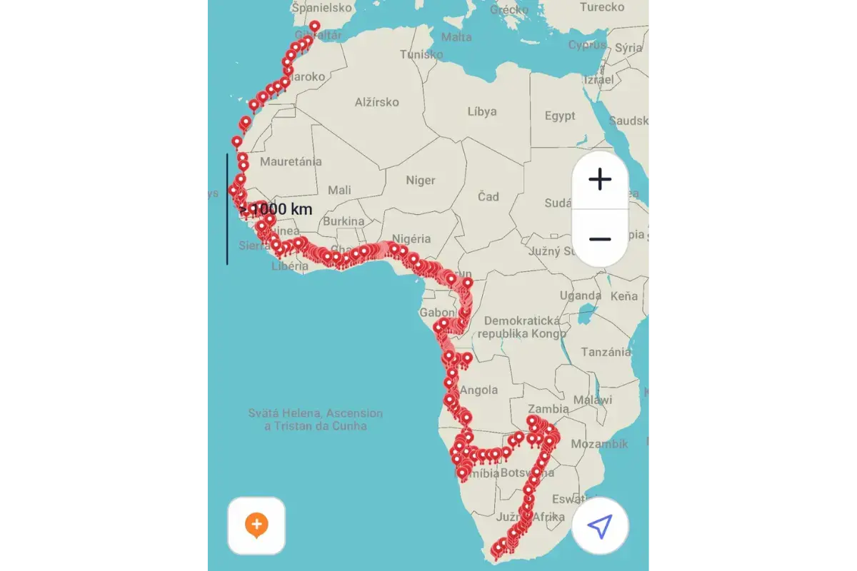 Cylotrasa Afrika na bicykli Laco Branický