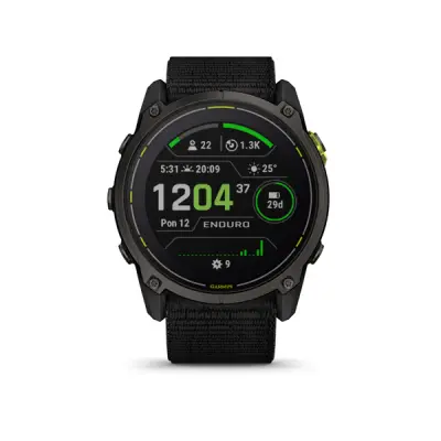 Enduro 3, Sapphire Solar, Carbon Gray DLC Titanium, Black UltraFit Nylon band