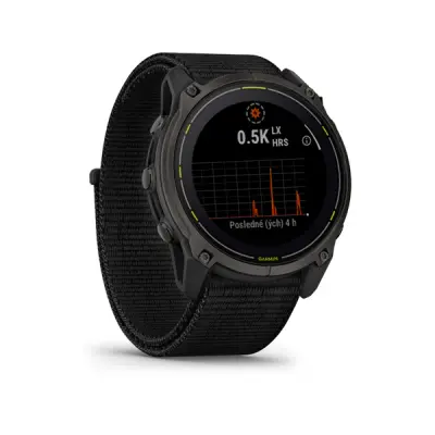 Enduro 3, Sapphire Solar, Carbon Gray DLC Titanium, Black UltraFit Nylon band