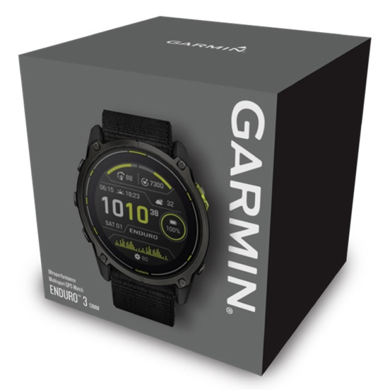Enduro 3, Sapphire Solar, Carbon Gray DLC Titanium, Black UltraFit Nylon band
