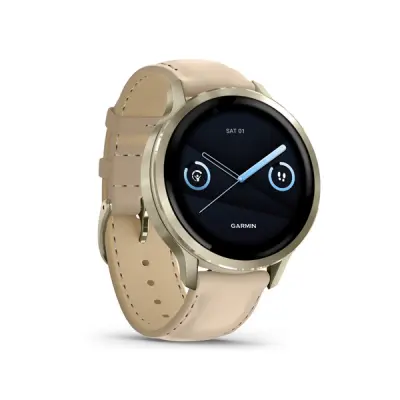 VENU 4 - 41mm, Beige/ Lunar Gold + Leather