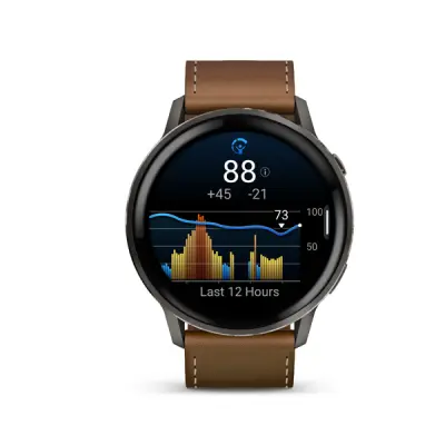 VENU 4 - 45mm, Black/ Slate + Leather