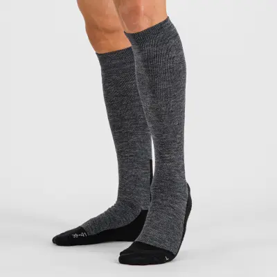 Sportful EXTRA WARM WOOL LONG PONOŽKY čierne/tmavosivé
