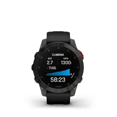 epix (Gen 2), Sapphire, Black, Carbone Gray DLC Titanium, Silicone Band