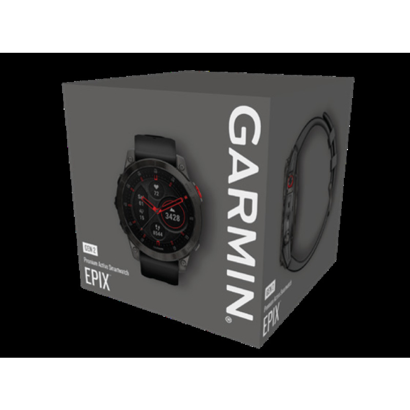 epix (Gen 2), Sapphire, Black, Carbone Gray DLC Titanium, Silicone Band