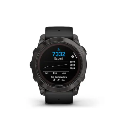 fenix 7X Pro Sapphire Solar, Carbon Gray DLC Titanium, Black Band