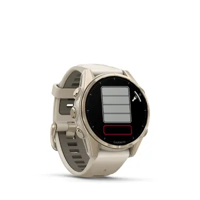 fenix 8 - 43mm, AMOLED, Sapphire, Soft Gold, Fog Gray/Dark Sandstone band