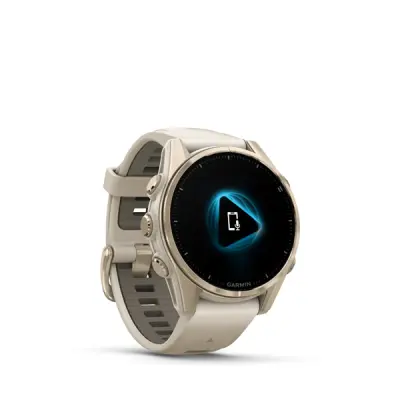 fenix 8 - 43mm, AMOLED, Sapphire, Soft Gold, Fog Gray/Dark Sandstone band