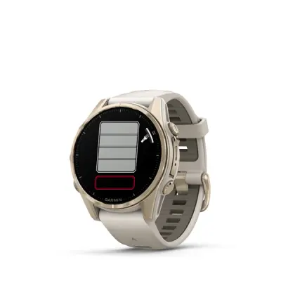 fenix 8 - 43mm, AMOLED, Sapphire, Soft Gold, Fog Gray/Dark Sandstone band