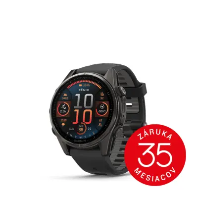 fenix 8 - 43mm, AMOLED, Sapphire, Carbon Gray DLC Titanium, Black/Pebble Gray band
