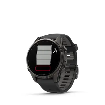 fenix 8 - 43mm, AMOLED, Sapphire, Carbon Gray DLC Titanium, Black/Pebble Gray band