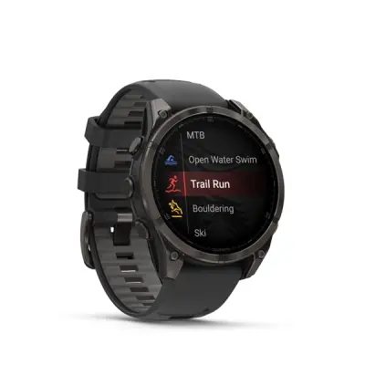 fenix 8 - 47mm, AMOLED, Sapphire, Carbon Gray DLC Titanium, Black/Pebble Gray band