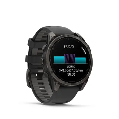 fenix 8 - 47mm, AMOLED, Sapphire, Carbon Gray DLC Titanium, Black/Pebble Gray band