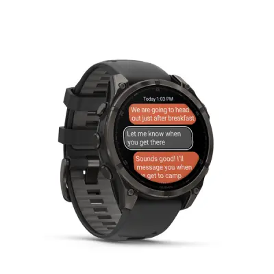 fenix 8 - 47mm, AMOLED, Sapphire, Carbon Gray DLC Titanium, Black/Pebble Gray band