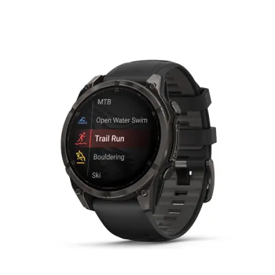 fenix 8 - 47mm, AMOLED, Sapphire, Carbon Gray DLC Titanium, Black/Pebble Gray band