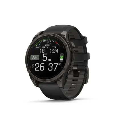 fenix 8 - 47mm, AMOLED, Sapphire, Carbon Gray DLC Titanium, Black/Pebble Gray band