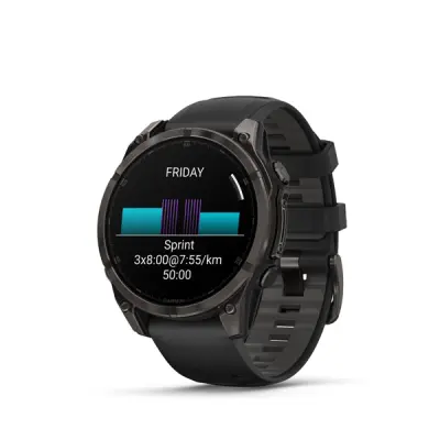 fenix 8 - 47mm, AMOLED, Sapphire, Carbon Gray DLC Titanium, Black/Pebble Gray band
