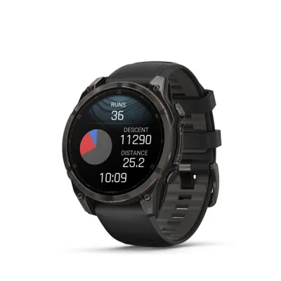 fenix 8 - 47mm, AMOLED, Sapphire, Carbon Gray DLC Titanium, Black/Pebble Gray band