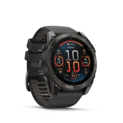 fenix 8 - 51mm, AMOLED, Sapphire, Carbon Gray DLC Titanium, Black/Pebble Gray band