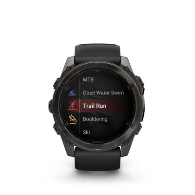 fenix 8 - 51mm, AMOLED, Sapphire, Carbon Gray DLC Titanium, Black/Pebble Gray band