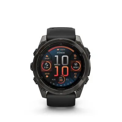 fenix 8 - 51mm, AMOLED, Sapphire, Carbon Gray DLC Titanium, Black/Pebble Gray band