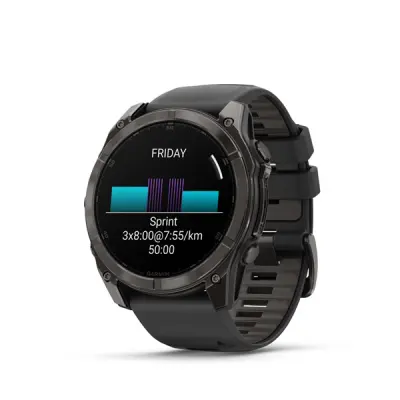 fenix 8 - 51mm, AMOLED, Sapphire, Carbon Gray DLC Titanium, Black/Pebble Gray band