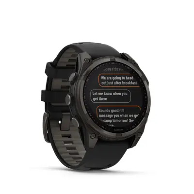 fenix 8 - 47mm, Sapphire Solar, Carbon Gray DLC Titanium DLC, Black/Pebble Gray band