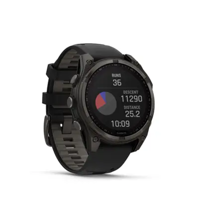 fenix 8 - 47mm, Sapphire Solar, Carbon Gray DLC Titanium DLC, Black/Pebble Gray band