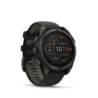 fenix 8 - 47mm, Sapphire Solar, Carbon Gray DLC Titanium DLC, Black/Pebble Gray band