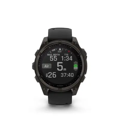 fenix 8 - 47mm, Sapphire Solar, Carbon Gray DLC Titanium DLC, Black/Pebble Gray band