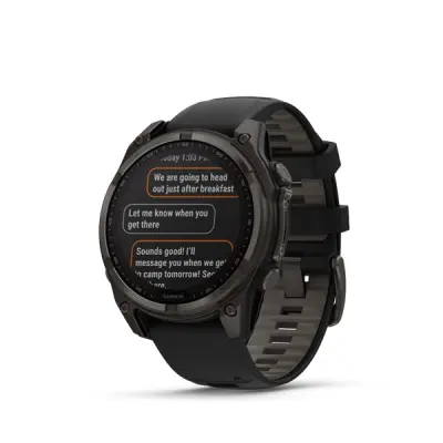 fenix 8 - 47mm, Sapphire Solar, Carbon Gray DLC Titanium DLC, Black/Pebble Gray band