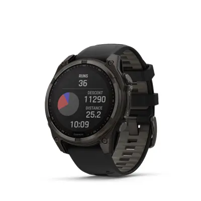 fenix 8 - 47mm, Sapphire Solar, Carbon Gray DLC Titanium DLC, Black/Pebble Gray band