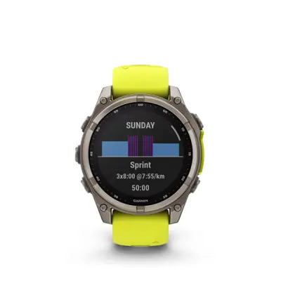 fenix 8 - 47mm, Sapphire Solar, Titanium, Yellow/Graphite band
