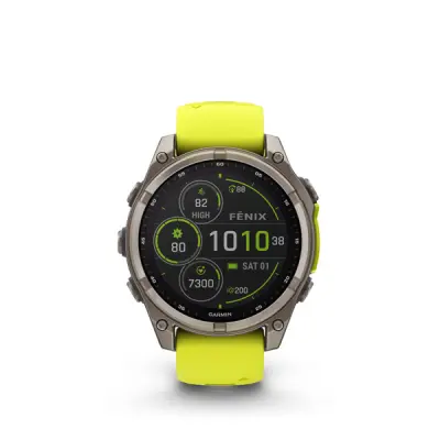 fenix 8 - 47mm, Sapphire Solar, Titanium, Yellow/Graphite band