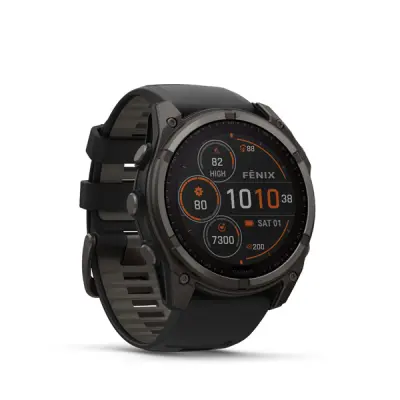 fenix 8 - 51mm, Sapphire Solar, Carbon Gray DLC Titanium, Black/Pebble Gray band