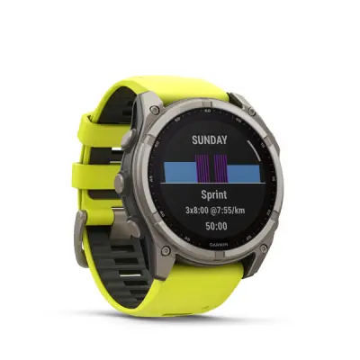 fenix 8 - 51mm, Sapphire Solar, Titanium, Amp Yellow/Graphite band