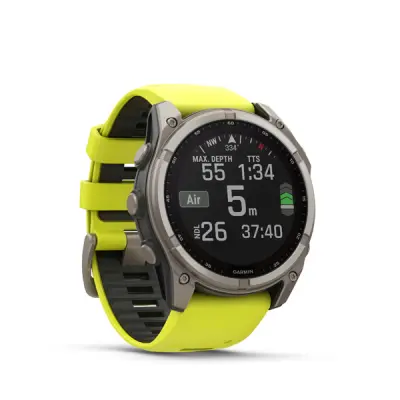 fenix 8 - 51mm, Sapphire Solar, Titanium, Amp Yellow/Graphite band