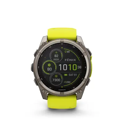 fenix 8 - 51mm, Sapphire Solar, Titanium, Amp Yellow/Graphite band