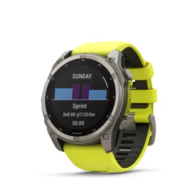 fenix 8 - 51mm, Sapphire Solar, Titanium, Amp Yellow/Graphite band