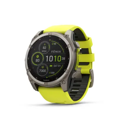 fenix 8 - 51mm, Sapphire Solar, Titanium, Amp Yellow/Graphite band