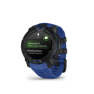 Instinct 3 - 45mm, AMOLED, Black, Bolt Blue silicone band
