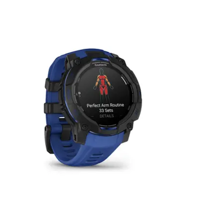 Instinct 3 - 45mm, AMOLED, Black, Bolt Blue silicone band